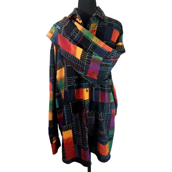 NWOT Vtg 80s Men's Panhandle Slim Colorful Western Button Down Shirt XL 17-17.5 - Picture 4 of 15